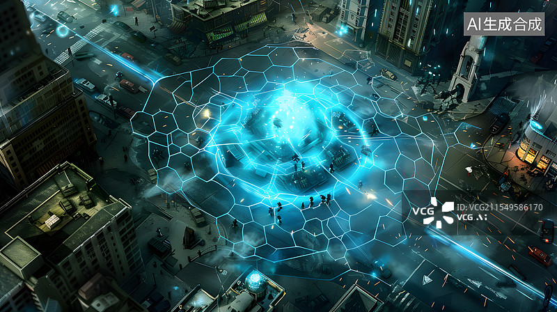 【AI数字艺术】科技互联网络互通物联网城市概念图片素材