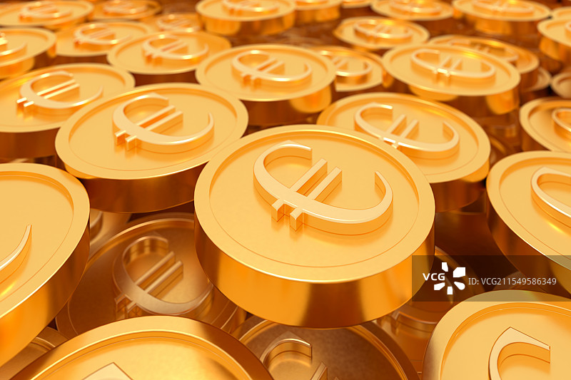 3D欧元硬币金融盛景图片素材