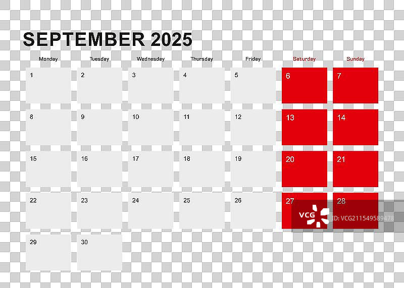 2025年九月计划日历设计周图片素材