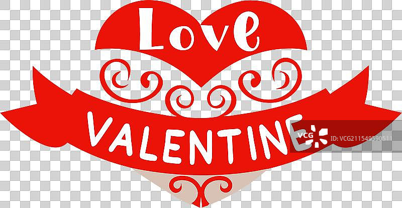 情人节快乐的排版和丝带图片素材