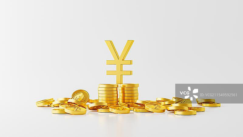 金色人民币财富象征   人民币堆叠财富增长图片素材