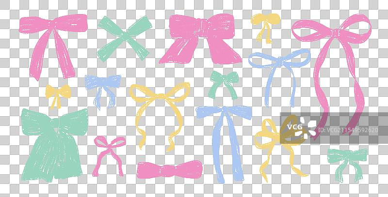 蜡笔蝴蝶结俏皮丝带礼品系列图片素材