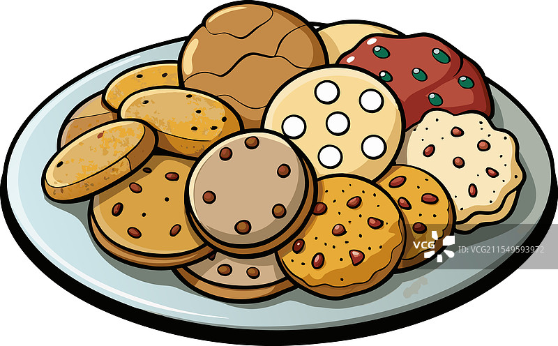 色彩鲜艳的饼干画在盘子上图片素材