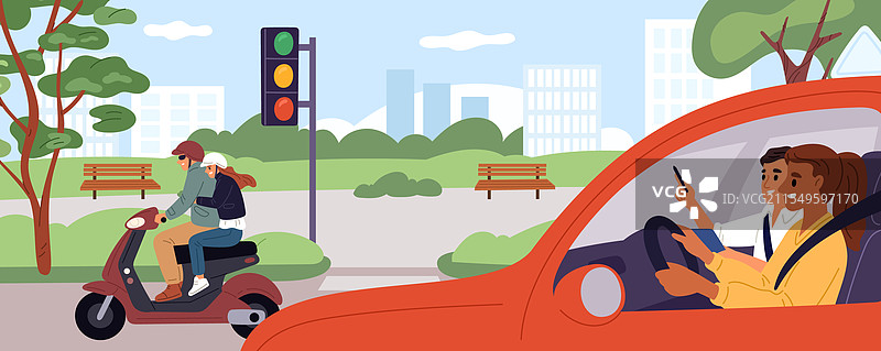 女学生驾驶培训车参加驾驶考试图片素材