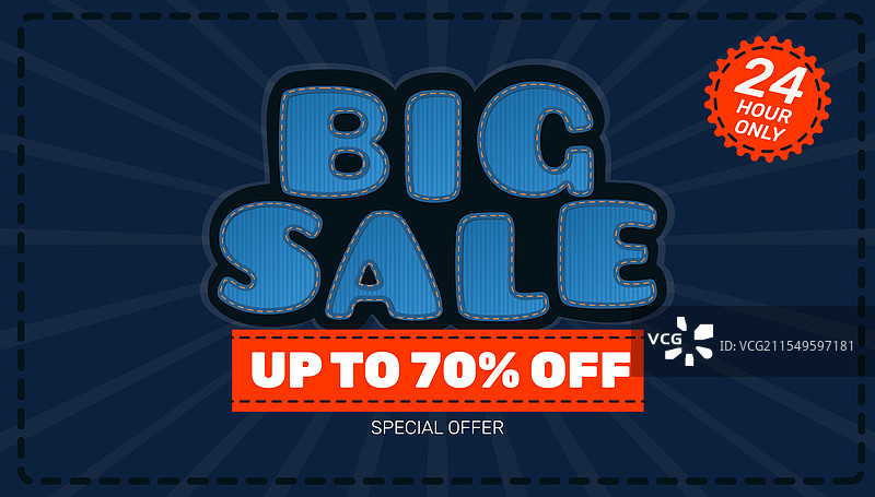 牛仔布字体大促销海报，牛仔裤字母折扣图片素材