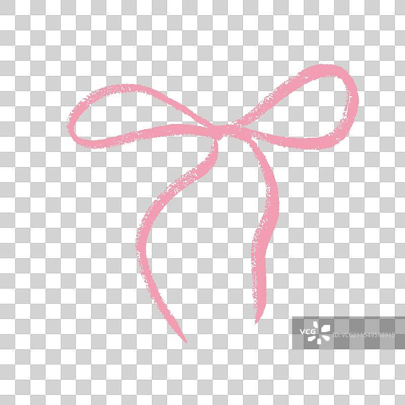 粉色丝带与蜡笔、弓形刷子在白色背景上独立展示图片素材