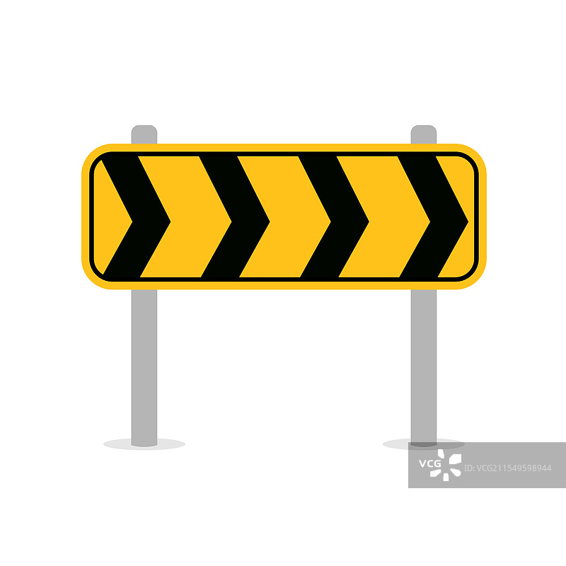 一块带有黑色箭头的黄色路标图片素材