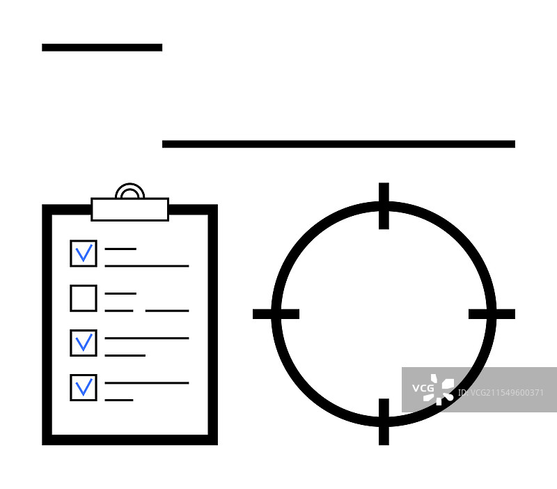 带有圆形目标的剪贴板上的检查清单图片素材
