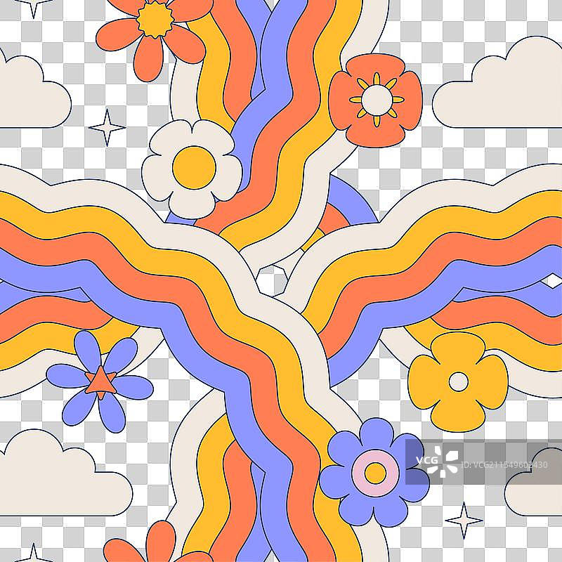 70年代复古雏菊的无缝图案图片素材