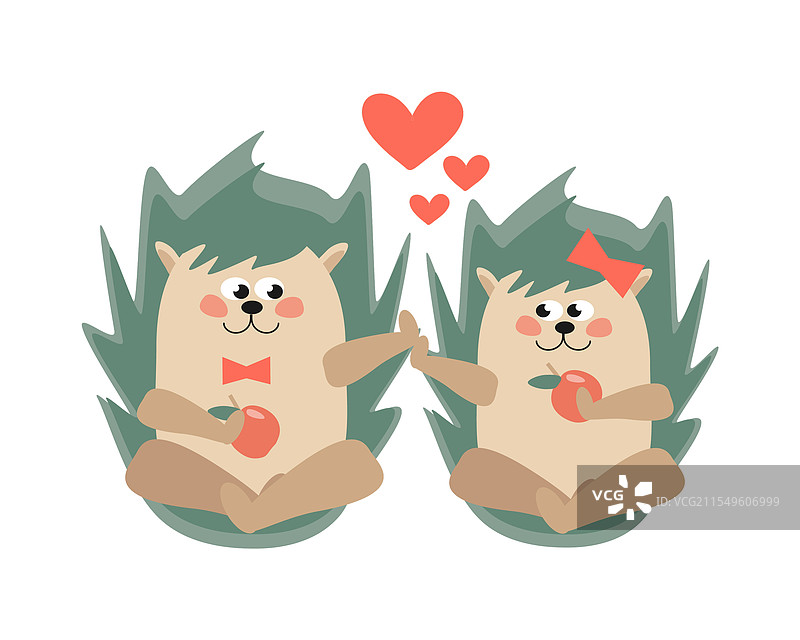 相爱的卡通刺猬图片素材