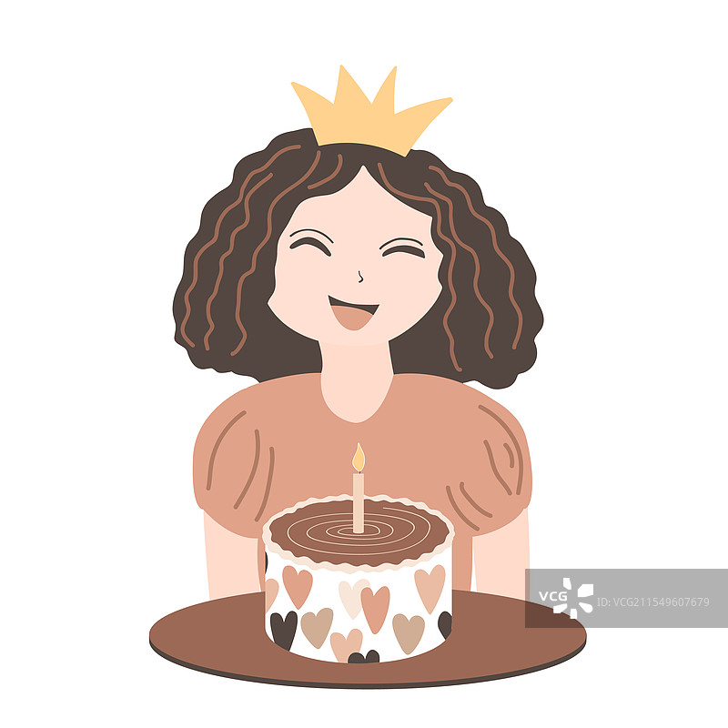 快乐的小女孩戴着公主皇冠即将去……图片素材