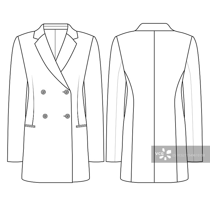 女士双排扣长外套设计图片素材