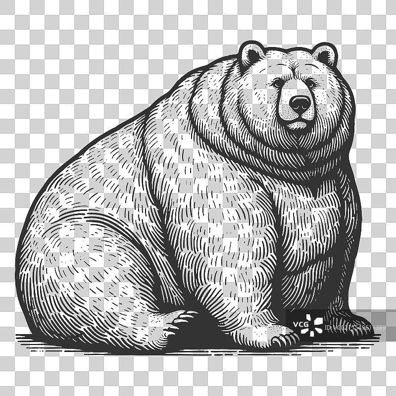 胖乎乎的坐着的熊雕刻图片素材