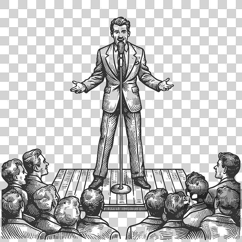 带有麦克风雕刻的表演者图片素材