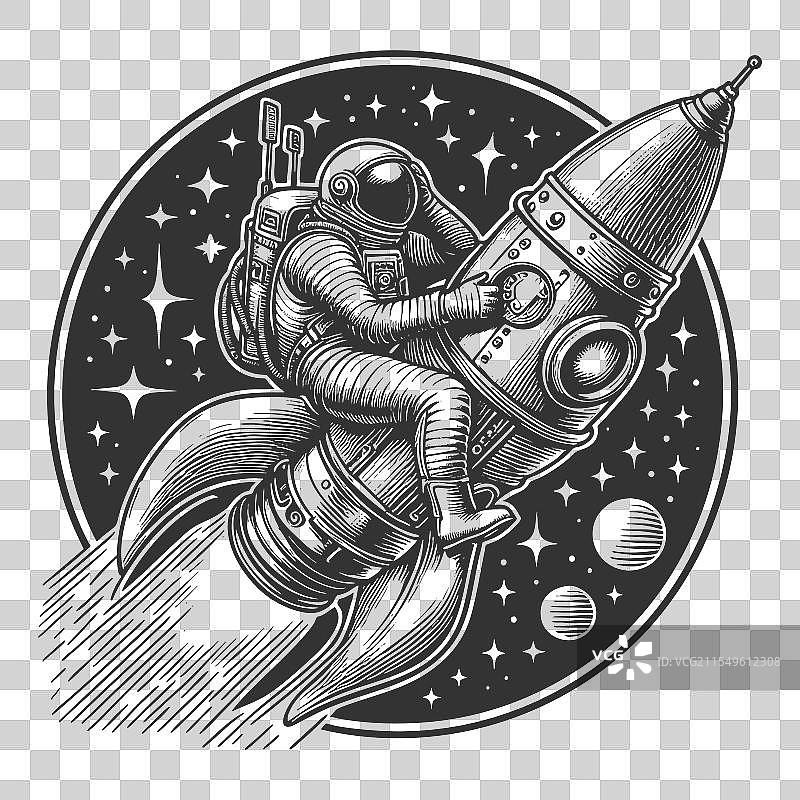 宇航员骑着火箭图片素材