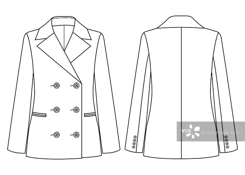 女式双排扣西装外套设计图片素材