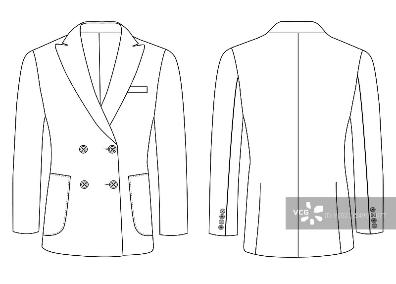 女士双排扣西装外套设计图片素材