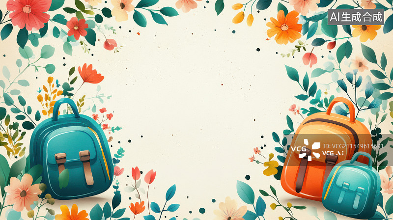 【AI数字艺术】通用版画海报插画卡通留白背景，中间留白图片素材