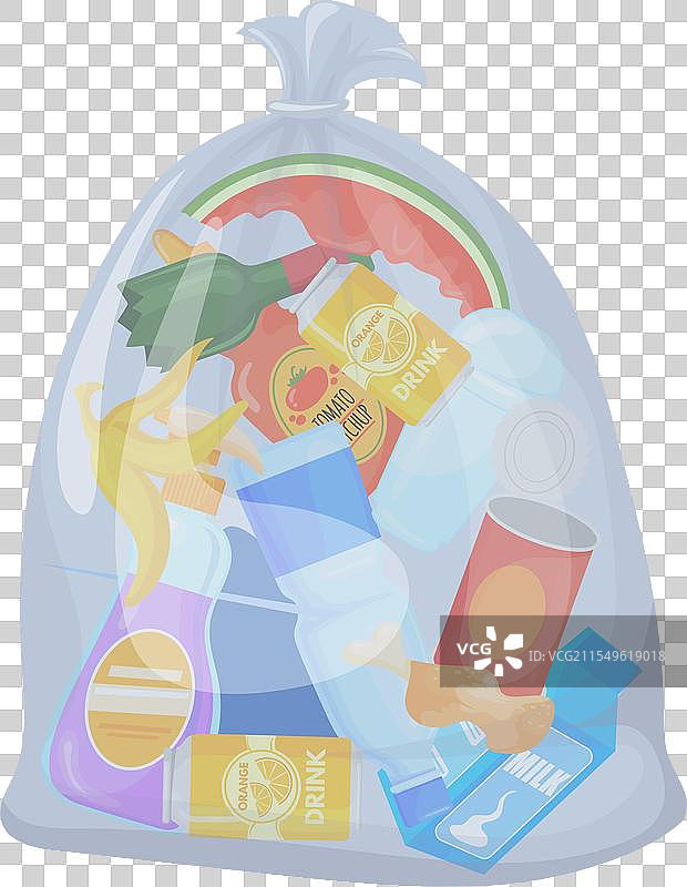 透明塑料袋中的垃圾废物杂物图片素材