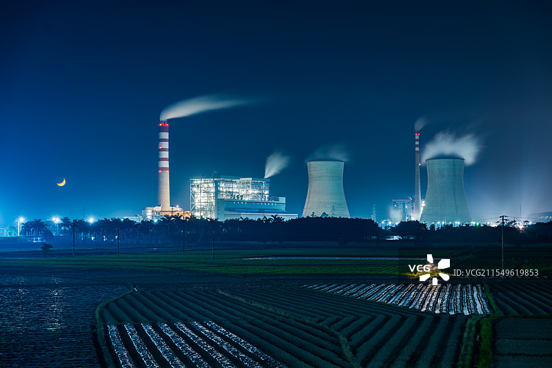 火力发电厂夜景图片素材