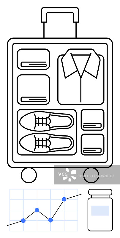 整理旅行打包与必需品图表图片素材