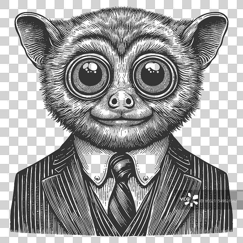 穿着西装和领带的狨猴雕刻图图片素材