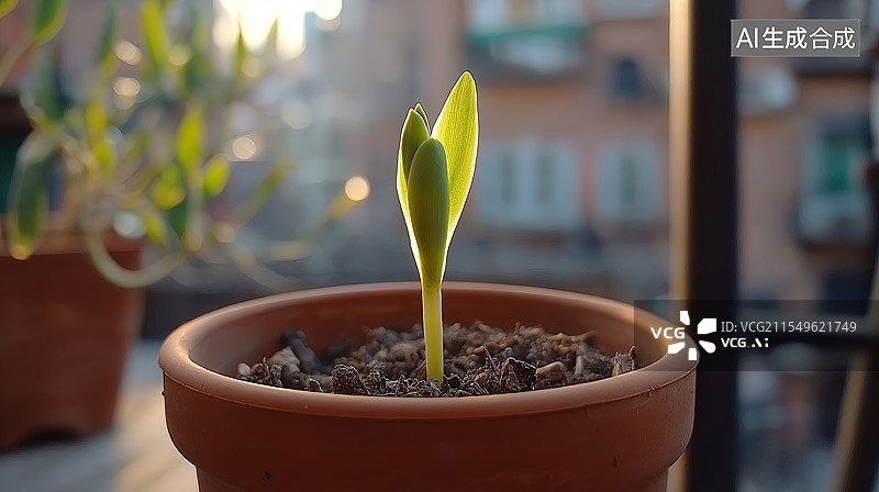 【AI数字艺术】破土而出的幼苗图片素材