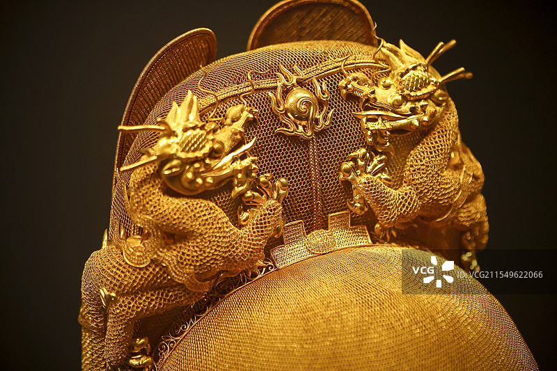 首都博物馆金丝帽子特写图片素材