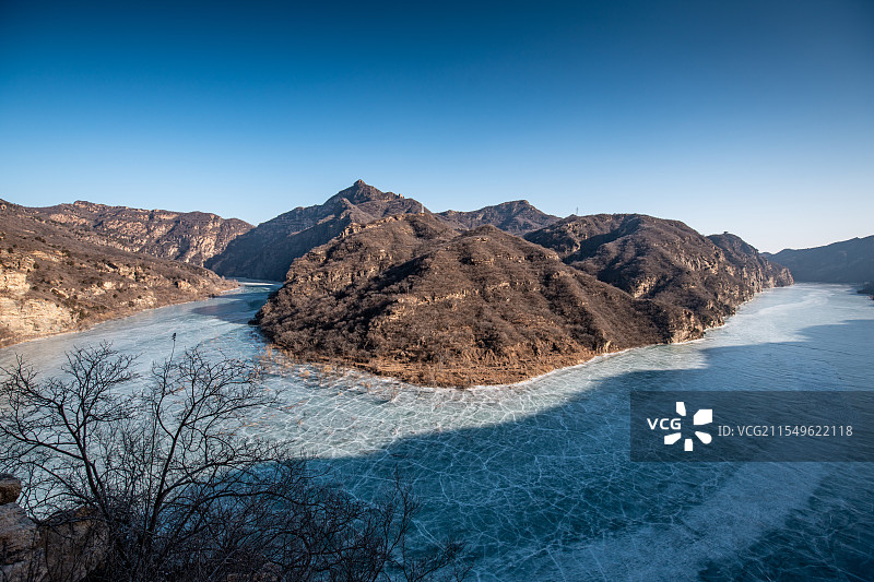 北京密云白河湾冰冻河图片素材