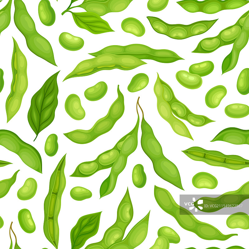 绿色大豆荚自然有机作物无缝图案图片素材