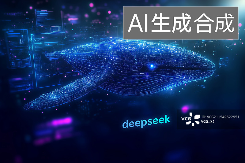 【AI数字艺术】具有科技感的Deepseek相关AI人工智能概念背景海报图片素材