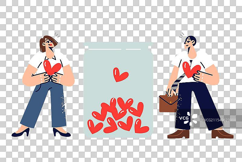 男女作为献血者进行献血收集图片素材