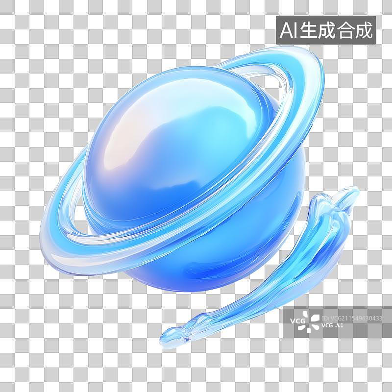 【AI数字艺术】3D科技蓝色星球元素图片素材