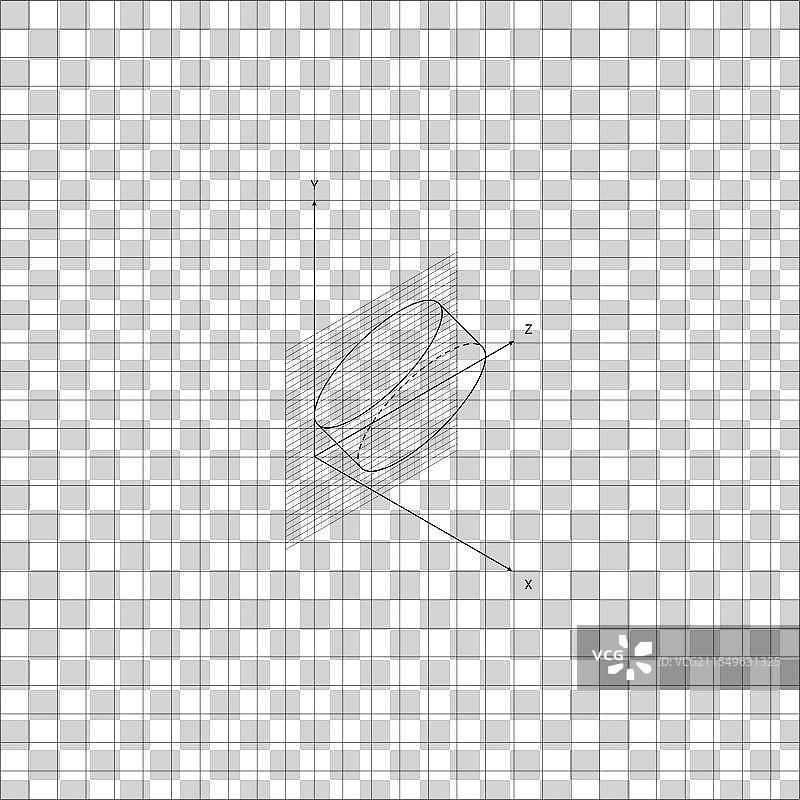 在坐标系上构建的平面圆柱体图形图片素材