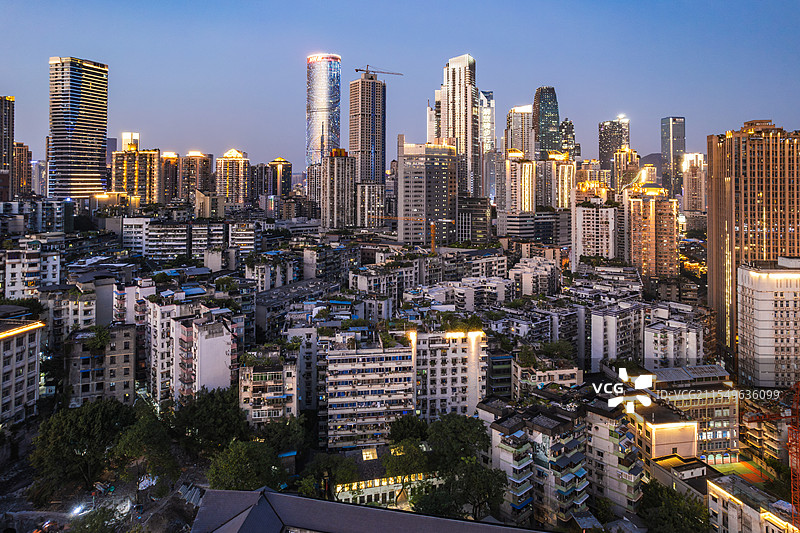 重庆渝中区较场口航拍夜景图片素材