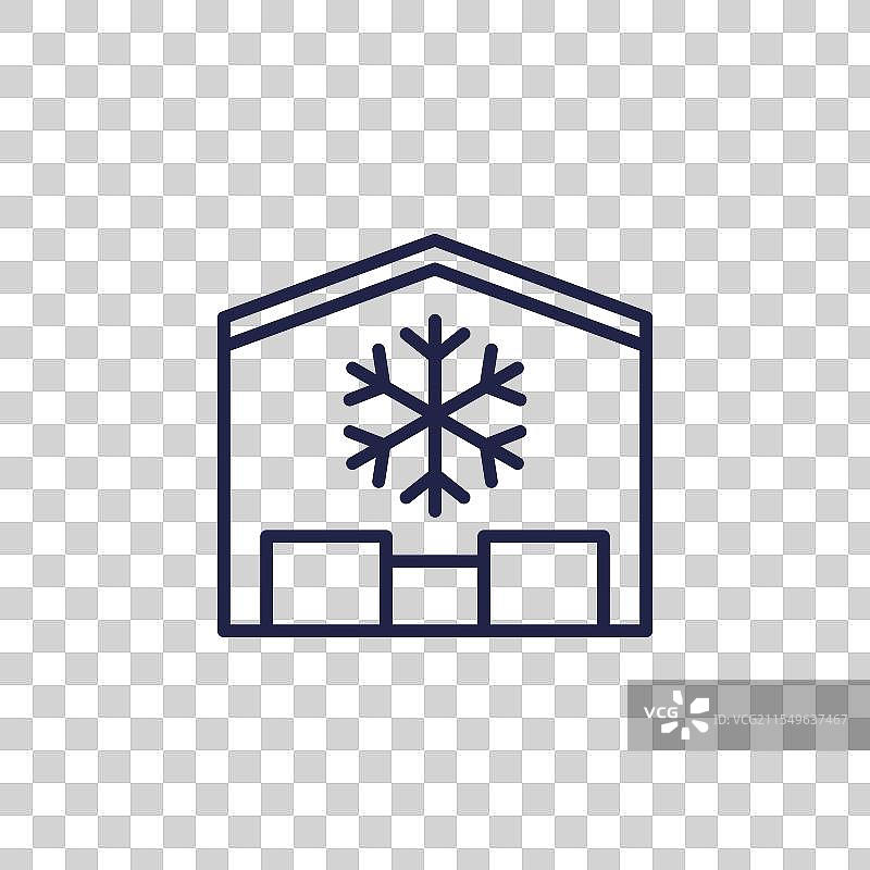 冷藏存储图标与仓库线条图片素材