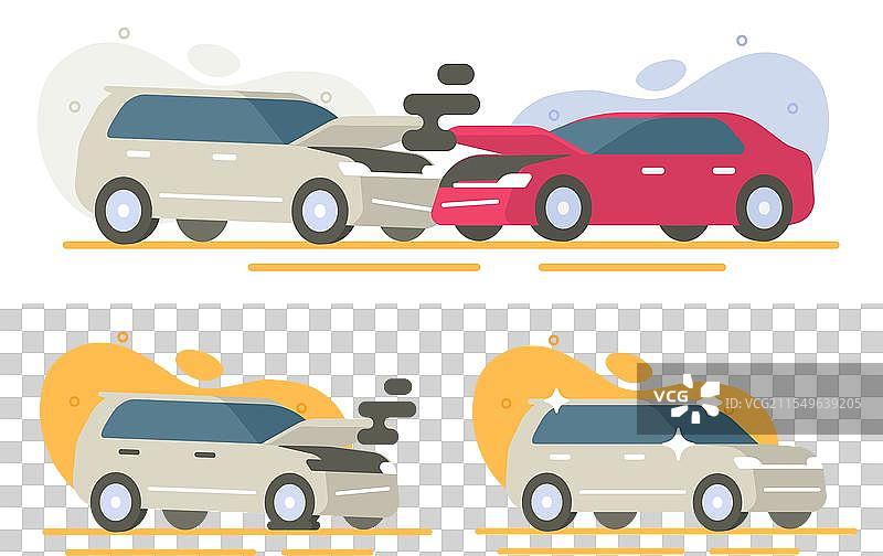 汽车碰撞事故，两辆汽车相撞图片素材