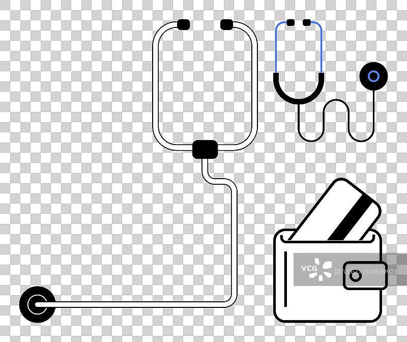 听诊器和钱包的医疗象征图片素材