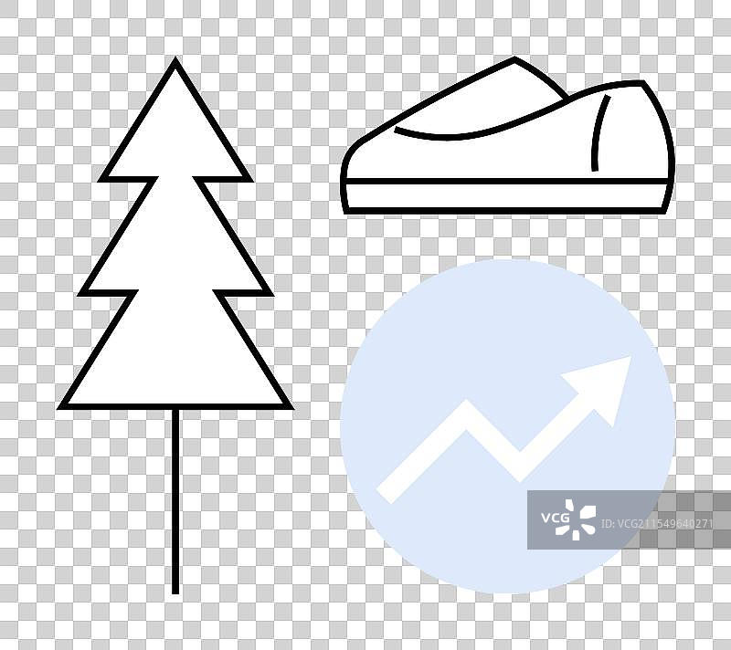 简单线条艺术的松树休闲鞋和图片素材