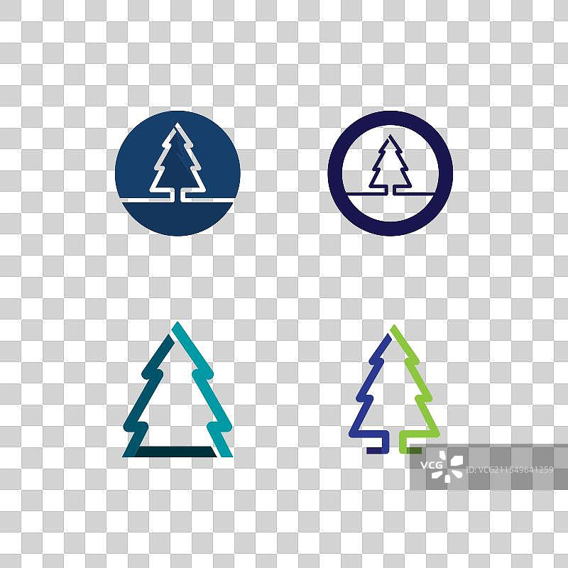 圣诞快乐图标树和标志设计图片素材