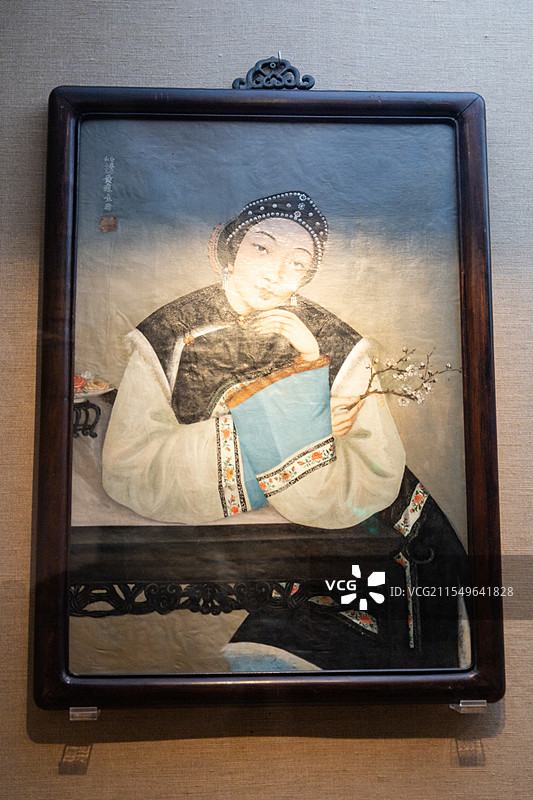 广州十三行博物馆藏仕女图图片素材