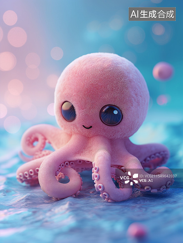 【AI数字艺术】一个可爱的3D卡通章鱼图片素材