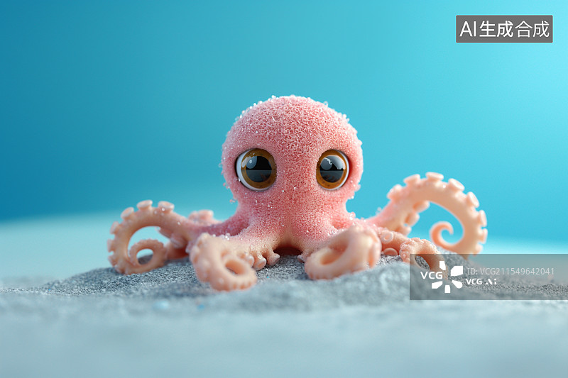 【AI数字艺术】一个可爱的3D卡通章鱼图片素材