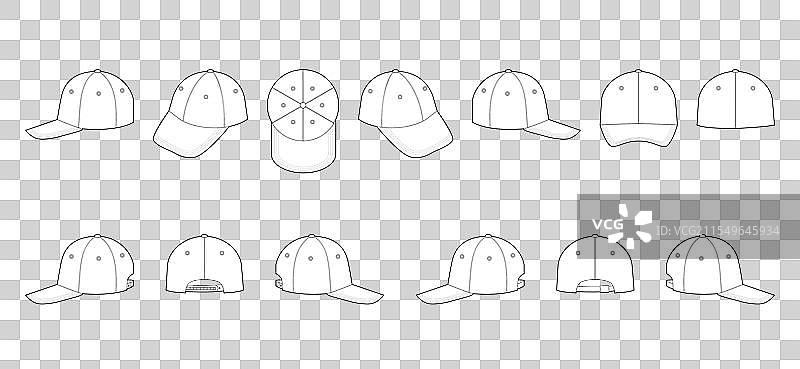 一套棒球爸爸帽，夏季头部时尚图片素材