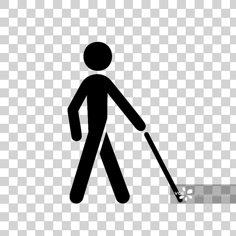 盲人手持拐杖的标志无法识别图片素材