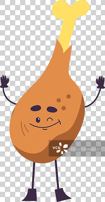 可爱的鸡腿产品，带有微笑的脸庞和图片素材