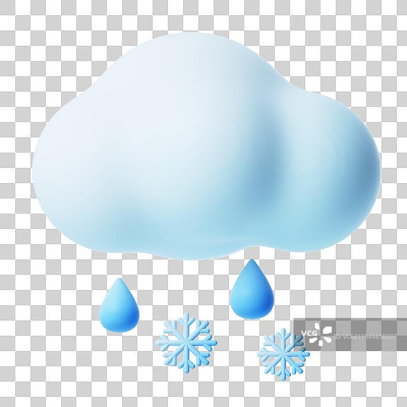 代表雨夹雪的天气气象3d图标图片素材