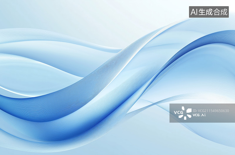【AI数字艺术】蓝色科技感抽象线条背景横图片素材