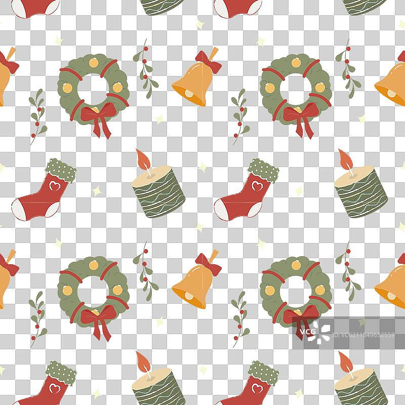 无缝假日图案与节日元素图片素材