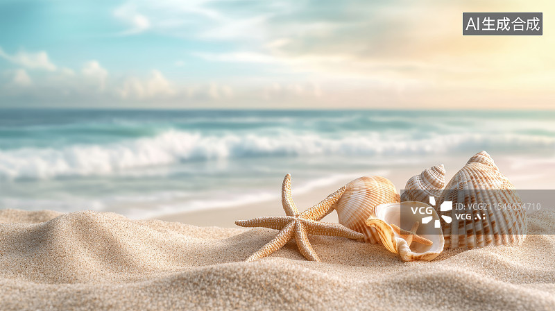 【AI数字艺术】沙滩海景图片素材